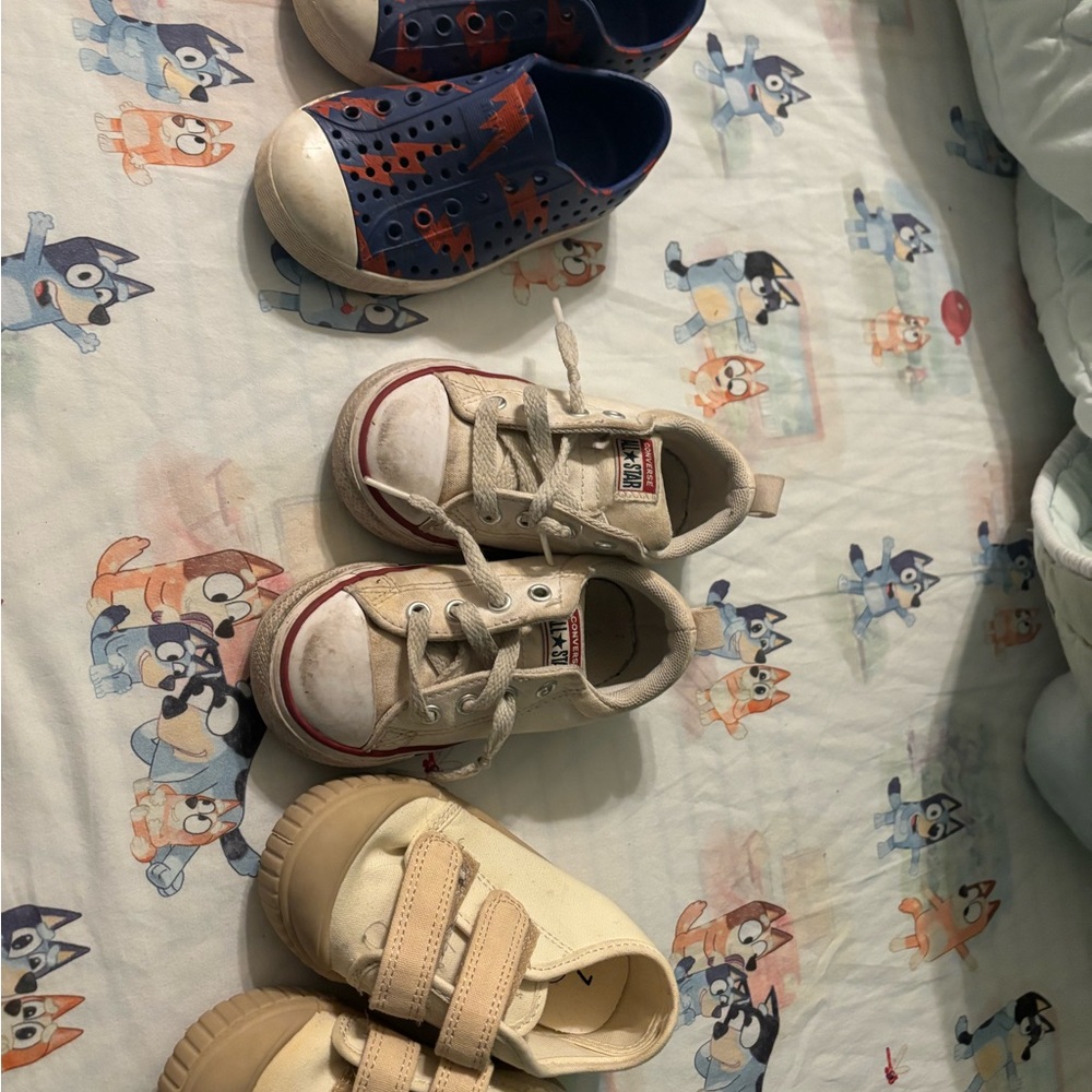 Kids White and Red Sneakers